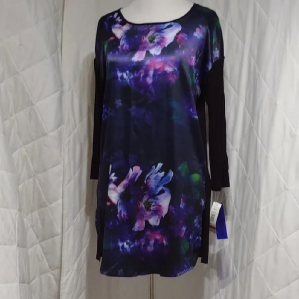 Black Lily Koi Pond Floral Silky Shirt